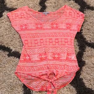 Charlotte Russe bright orange tie-up shirt